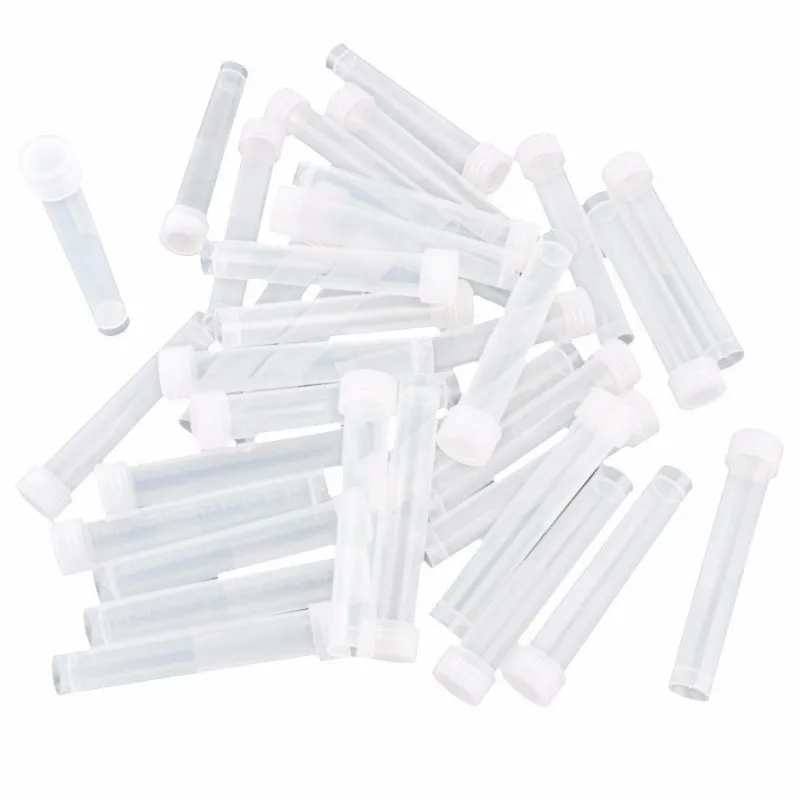 10ml Conical Bottom Plastic Vial Tube Clear White w Screw Caps 100 Pcs