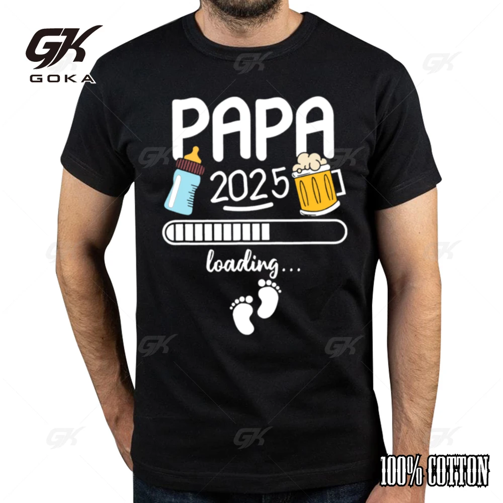 Papa 2025 Future Dad And Mom French Texts Beer Lovers Father's Day Gift Men Clothing  Short Sleeve Casual Tops Tees