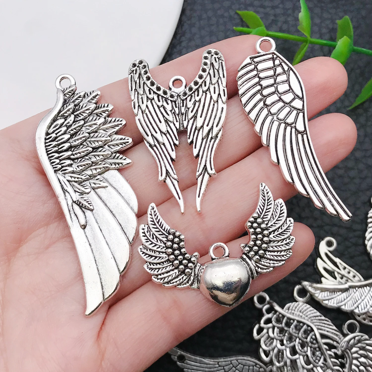 Angel Wing Charms, New 22/42 Pcs Mixed Antique Silvery Vintage Feather Wing Pendants For DIY Necklaces Earrings Jewelry Making view 2