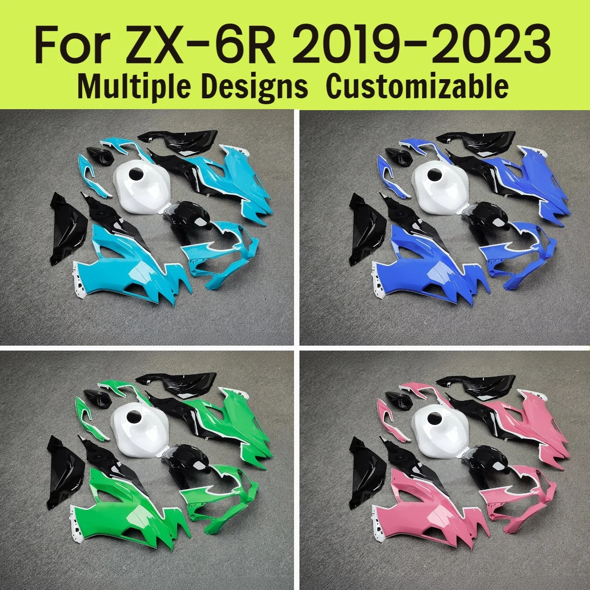 

Комплект обтекателей для мотоцикла Kawasaki ZX6R 2019-2023, настраиваемый, полный комплект обвеса