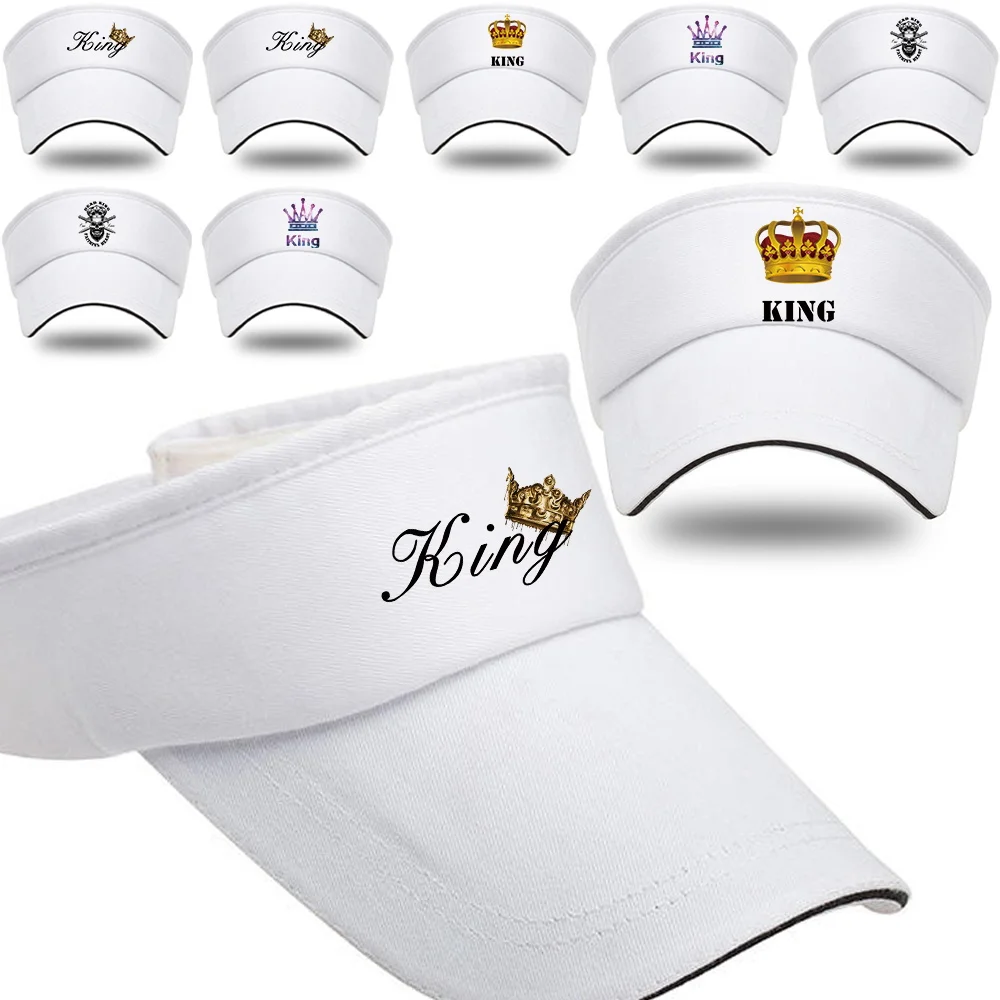 Women's Summer Breathable Sunscreen Sun Caps All Cotton Empty Top Hat Men Outdoor Sports Golf Baseball Cap King Print Beach Hats
