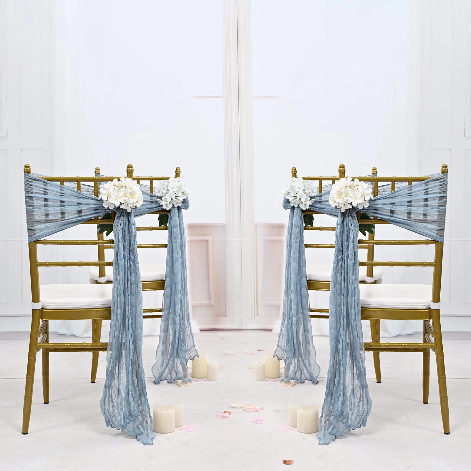 

5/10/20pcs Wedding Chair Sashes Bow Cover Gauze Cheesecloth Table Runner Reception Baby Shower Party Home Room Decoration