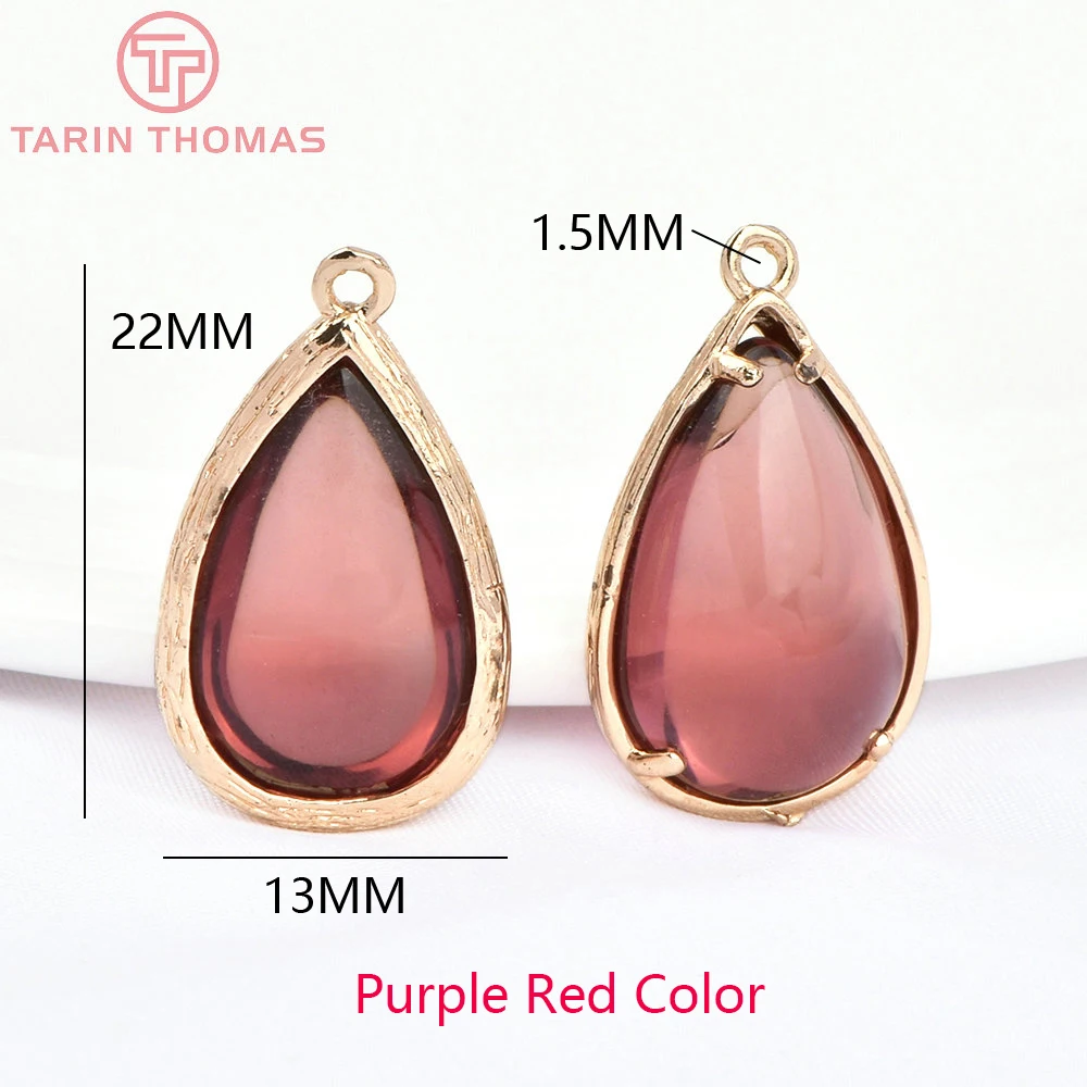 (4122)10PCS 22x14MM 24K Champagner Gold Farbe Messing und Glas Tear Drop Form Charms Anhänger Diy schmuck Erkenntnisse Zubehör – Detail 17