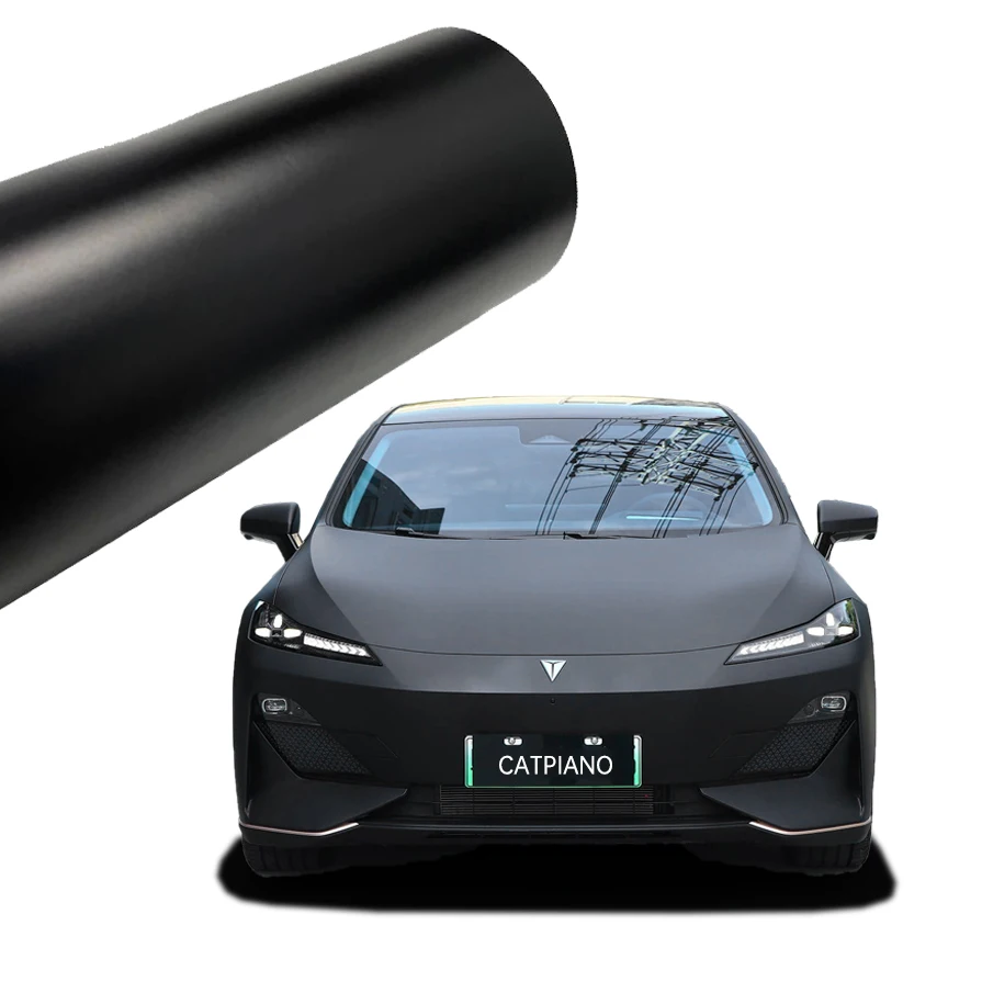 Hot Sales Matte Black Car Wrapping Film Black Auto Vinyl Film 1.52*18m/roll