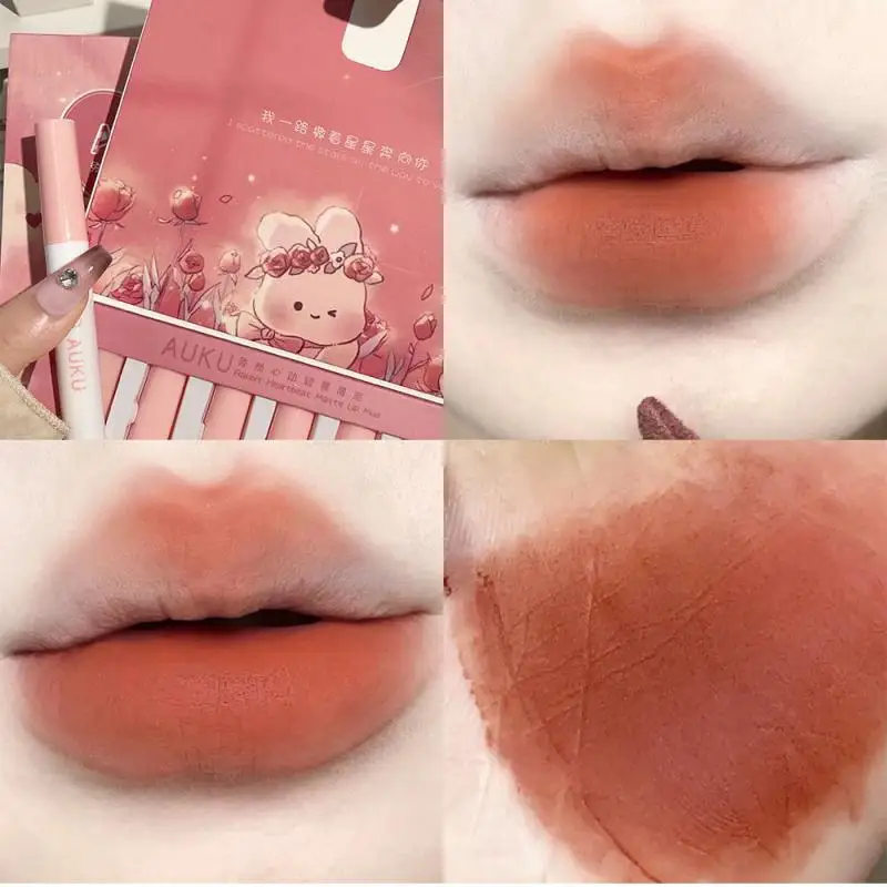 6 PCS Kawaii Lipsticks Set Free Shipping Korean Make Up Beauty Cosmetics Matte Lip Mud Waterproof Long lasting Makeup for women