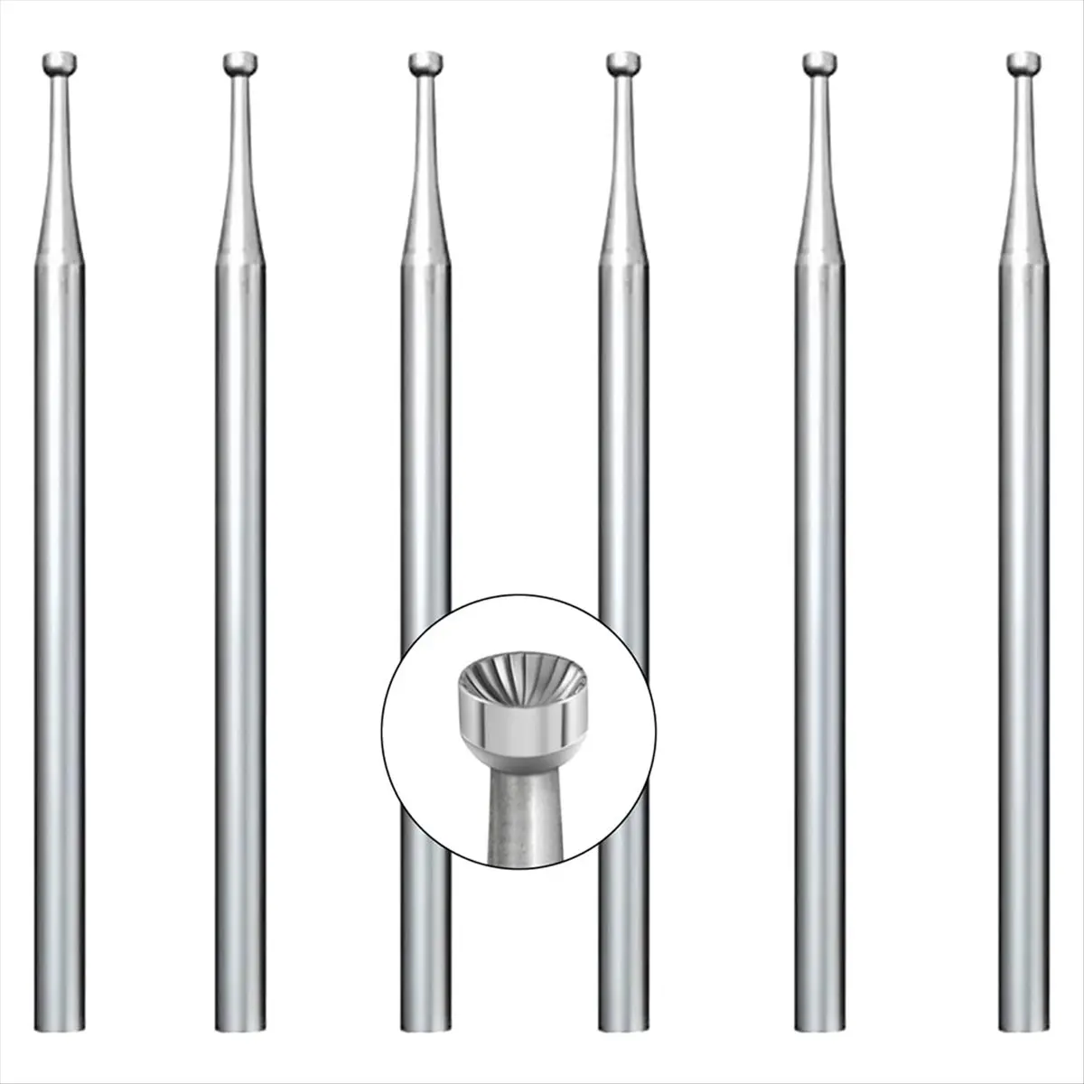 ABYA 6 Pcs 1.6mm Round Cup Burr - 3/32inch Shank Wire Rounder Bits Jewelry Burs for Lapidary Making