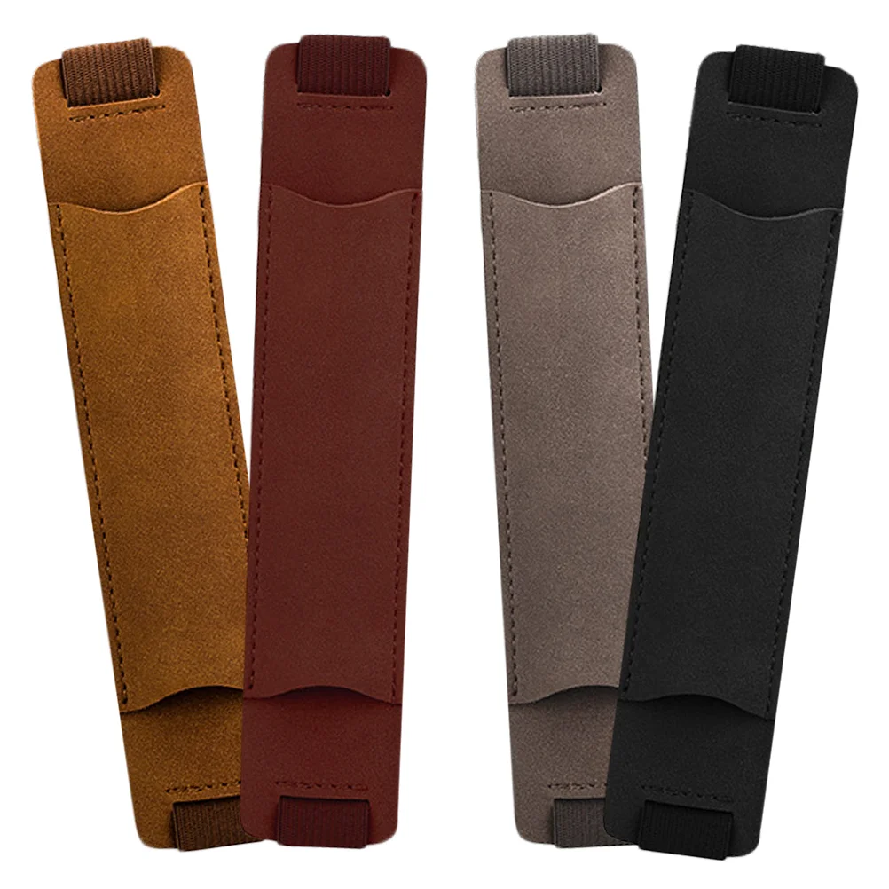 

4 Pcs Pen Case Portable Bags Pencils Business Sleeve for Notebook Protector Men Pu Covers Elastic Holder Miss Lead