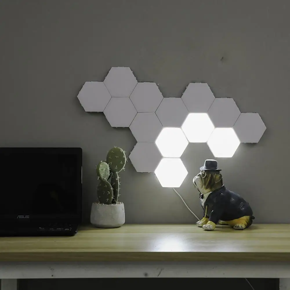 DIY Hexagonal Light LED Assembly Modular Atmosphere Night Light Creative Touch Splicing Wall Light Game Room Decor Quantum Light