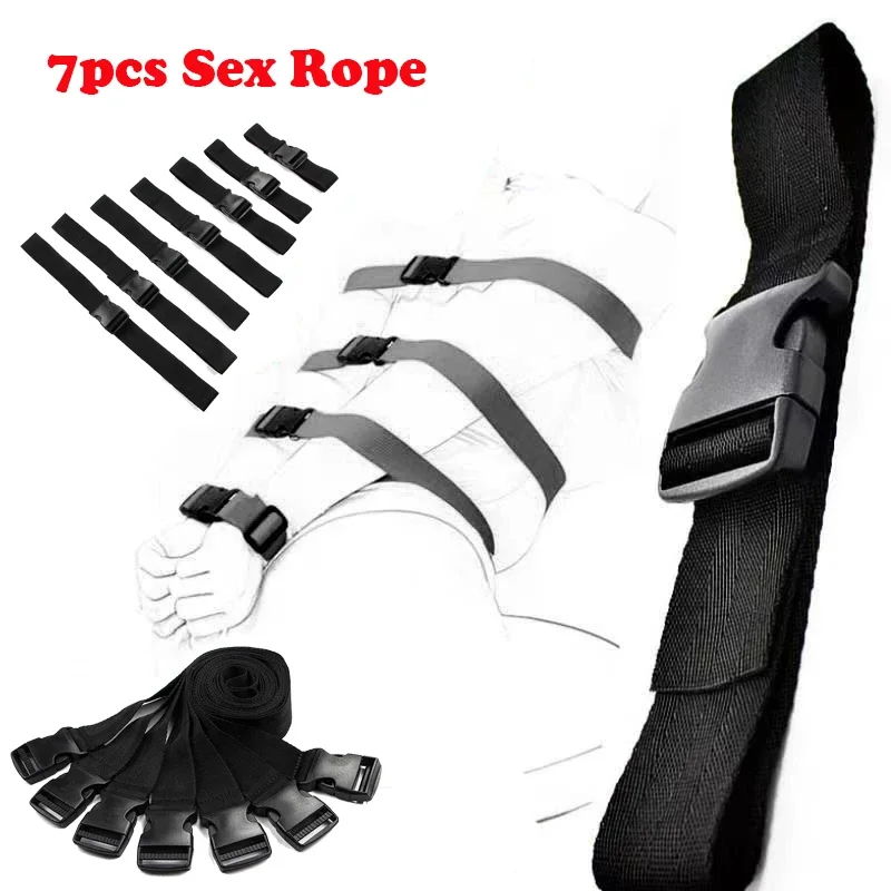 7PCS Set Rope BDSM Bondage Slave Set Restraint Adult Game Wrist Mouth Gag Strap Fetish SM Sex Toys For Woman Couples Product