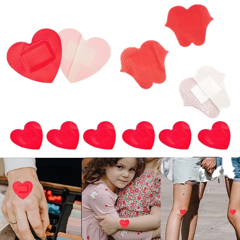 20pcs/set Heart Lip Shaped Band Aid Cartoon Skin Patch Match Concert Fans Face Stickers Wound Dressing Plaster Adhesive Bandages