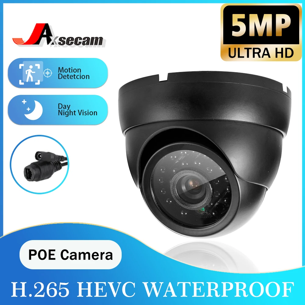 H.265 Smart AI Motion Detection 25fps 5MP PoE IP Dome Camera Indoor Outdoor Vandalproof Waterproof Infrared Metal Case IP camera