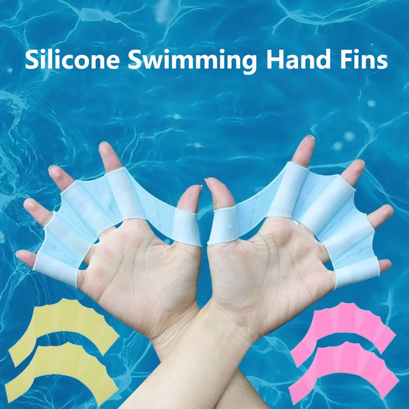Silicone Swimming Hand Fins Flipper Men Women Child Swim Sport Professional Training Finger Hand Webbed Gloves Paddles Equipment