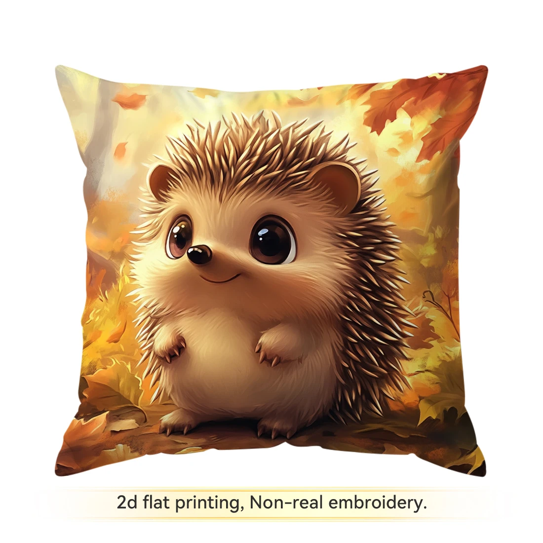 1pc Autumn Hedgehog Maple Leaves Cushions Pillowcase Polyester Cushion Cover Throw Pillow Pillowcover Home Car Sofa Decor