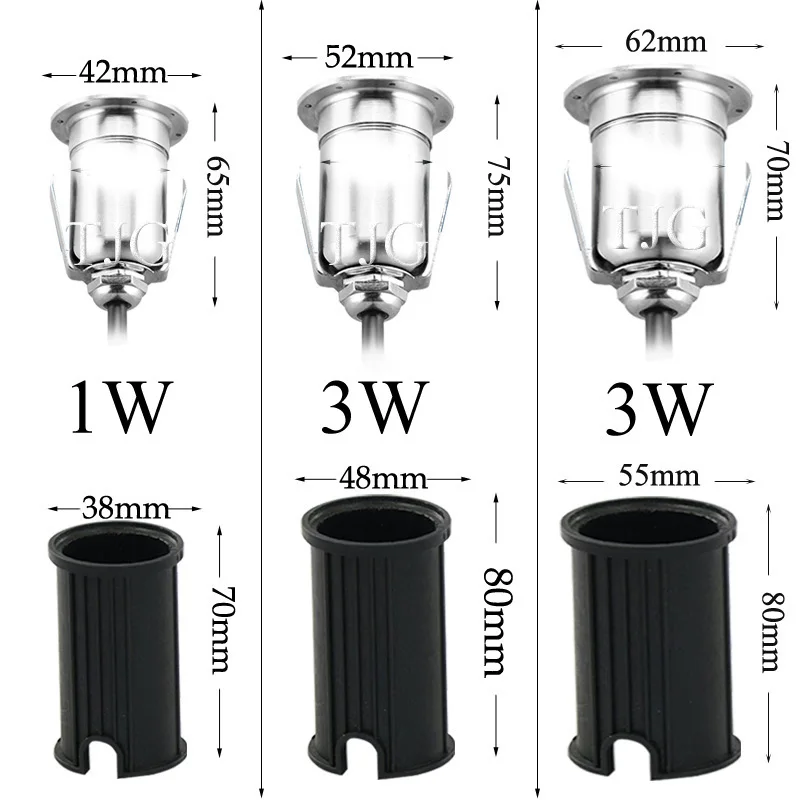 Outdoor Led Recessed Spotlight IP67 1W 3W Waterproof LED Deck Step Stair Underground Ground Garden Light Wall Floor Lamp AC220V