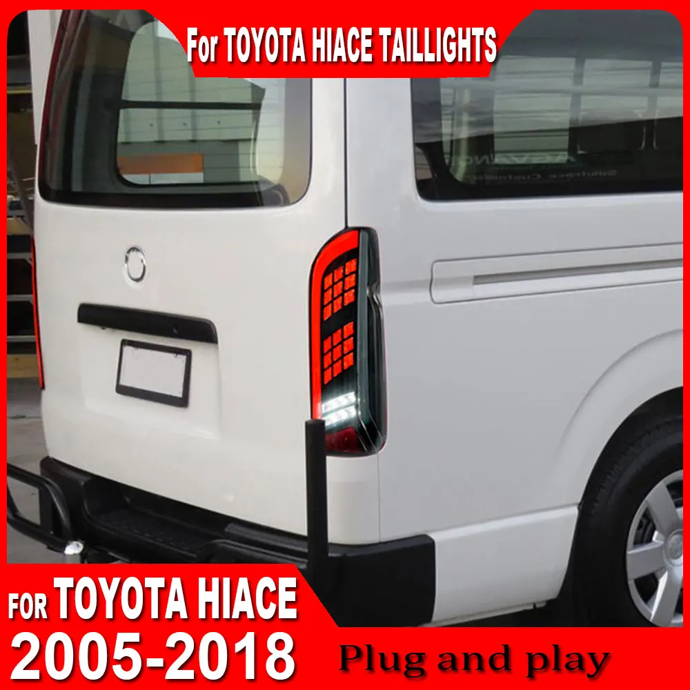 A pair taillight For Dedicated Toyota 2005-2018 Hiace Sea Lion LED taillight assembly  modified LED running water steering rear