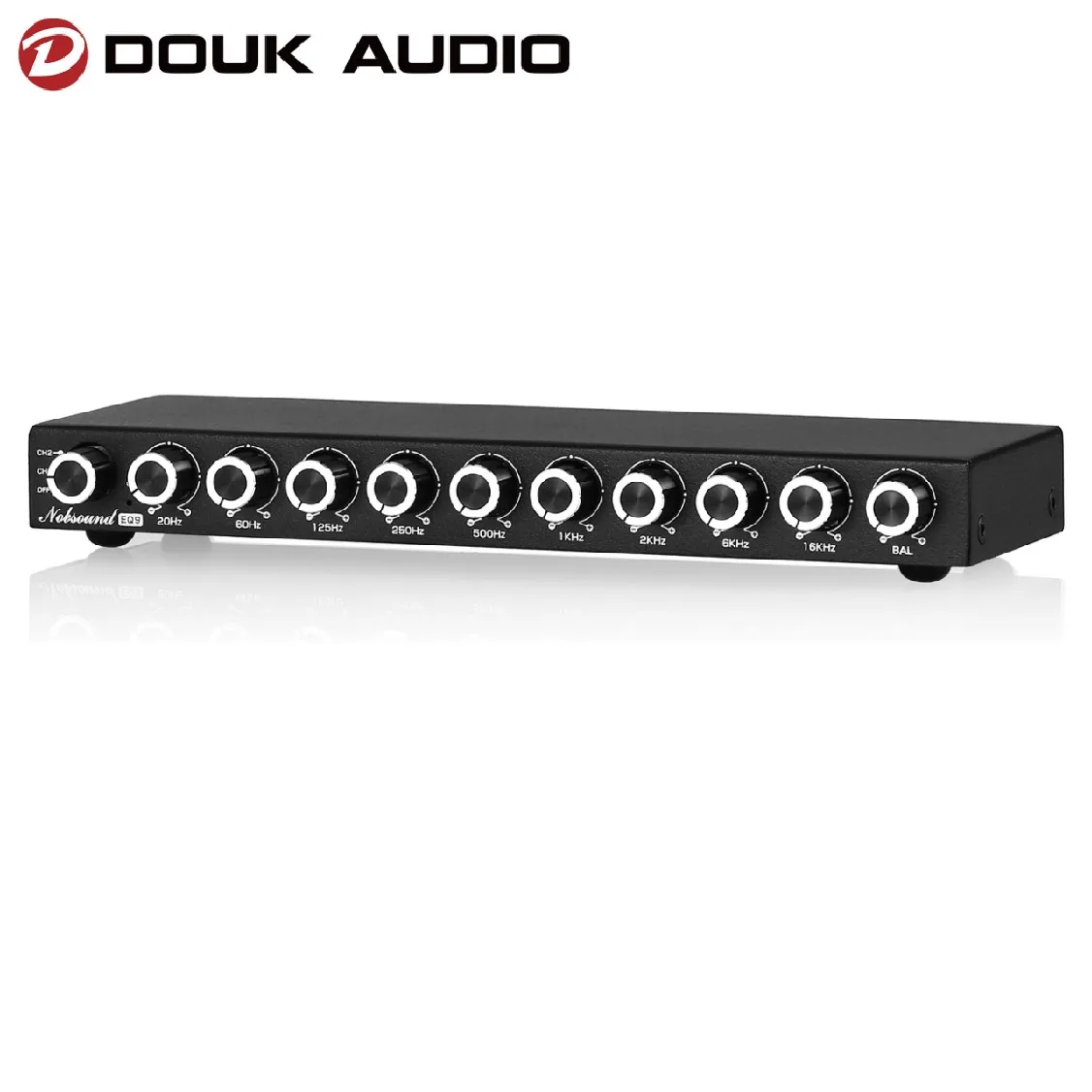 Douk Audio HiFi EQ9 9-Band Stereo EQ Preamp Analog Pre-Amplifier Equalizer Audio Processor for Home/Car