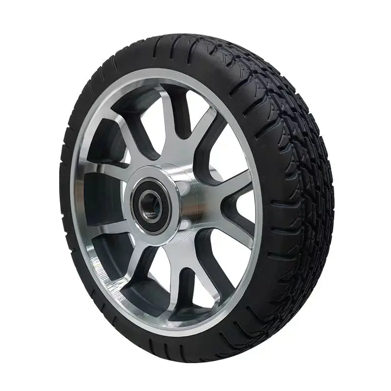 200mm Silent Anti Slip Wear Resistant Rubber Drive Wheel 46mm Width 250kg Load Aluminum Hub AGV Robot Wheel