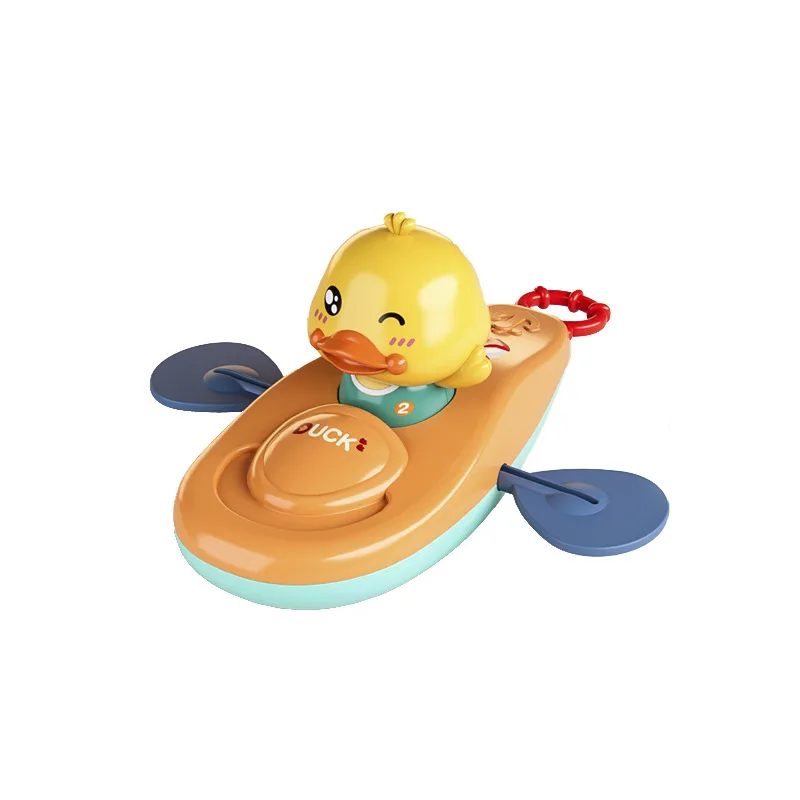 Un giocattolo per bambini con kayak a forma di anatra gialla Giocattolo da bagno per kayak con anatra a tre colori per i più piccoli Giocattolo da bagno per piscina per bambini per giochi d'acqua