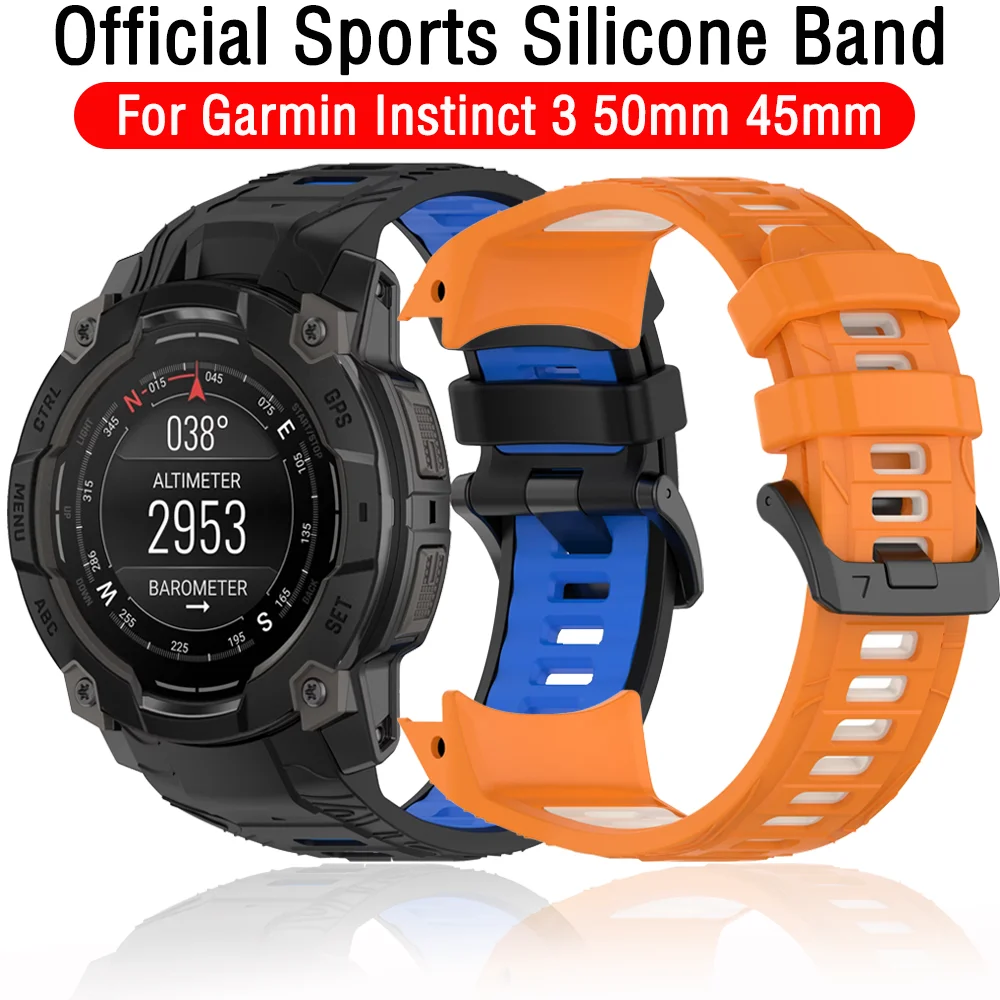 Official Silicone Strap for Garmin Instinct 3 50mm 45mm Bracelet Wristband for Garmin Instinct 3 Crossover AMOLED 45mm 50mm