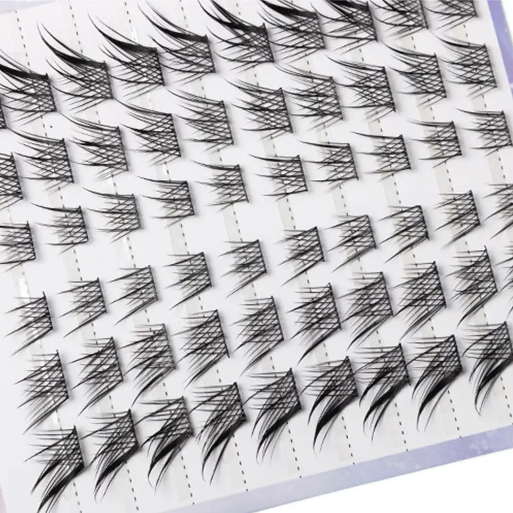 60 Piezas de Pestañas Naturales Ojo de Gato en Racimo, Estilo Manga Wispy, Extensiones de Pestañas DIY, Pestañas Individuales con Curva C para Extensiones de Pestañas