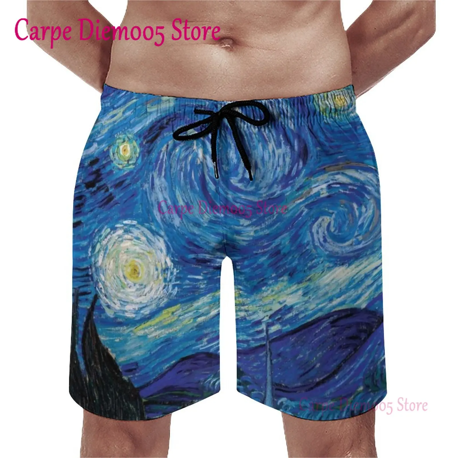 

Abstract Galaxy Board Shorts Vincent Van Gogh Starry Night Comfortable Beach Pants Daily Big Size Swim Trunks Male