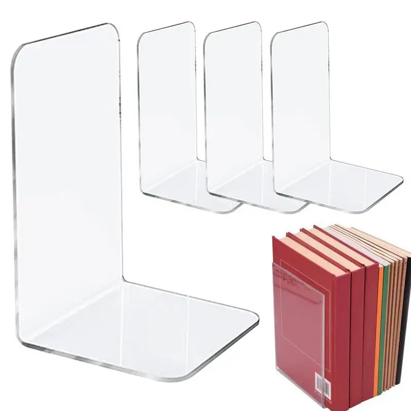 

Bookshelf Stopper Heavy Duty Universal Acrylic Bookend Book Ends For Shelves Book Stopper For Books Cds Video Games 7.3x4.8x4.8