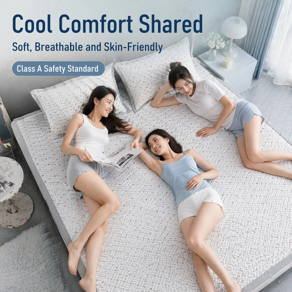 2026 New Three piece Biscuit Flower Bean Cool Mat Machine Washable Water Washable Modern Home Foldable Cool Mattress