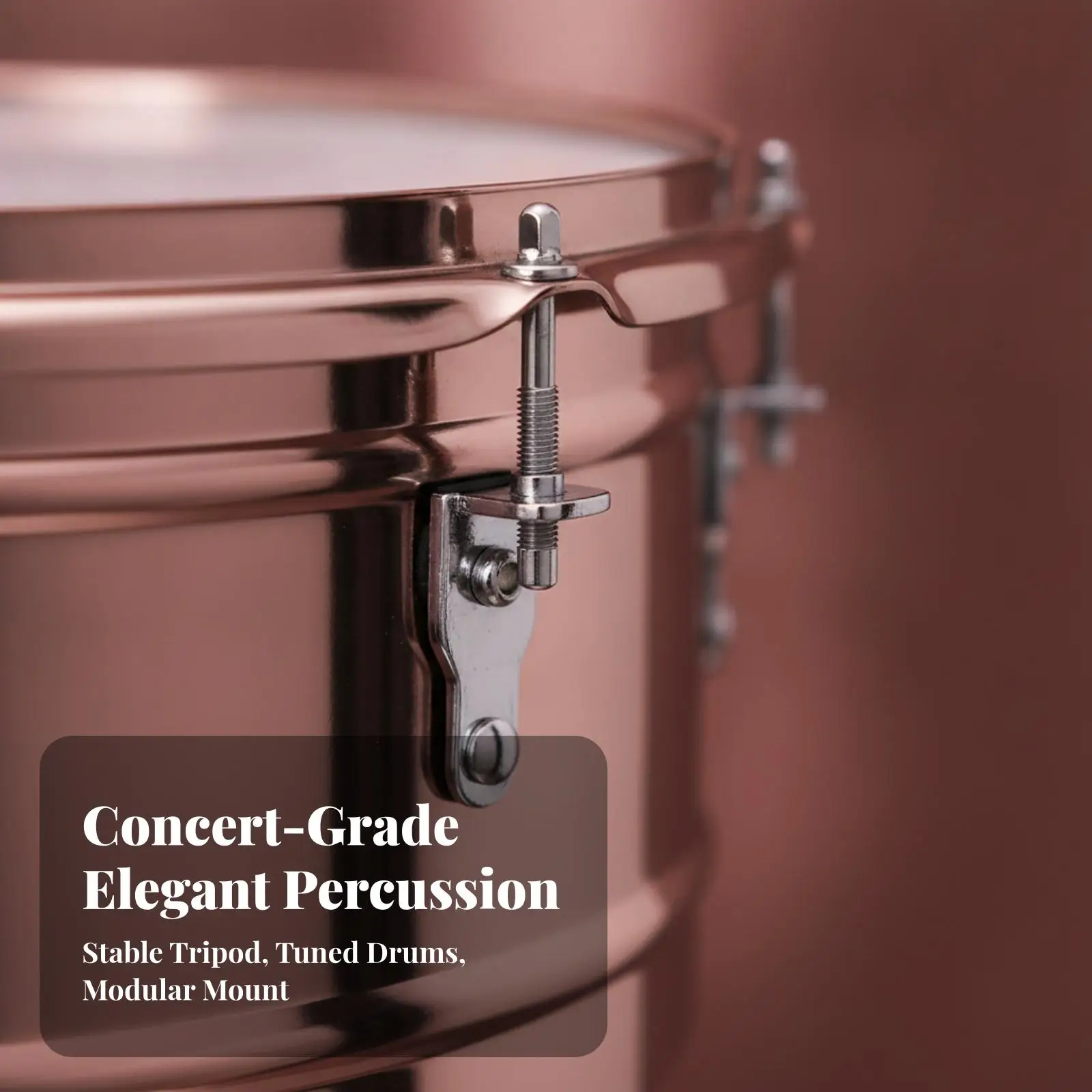 Professional Timbale Latin Drum Kit Rose Gold Finish 14 15 Inch Tunable Heads with Tripod Stand for Stage Playing