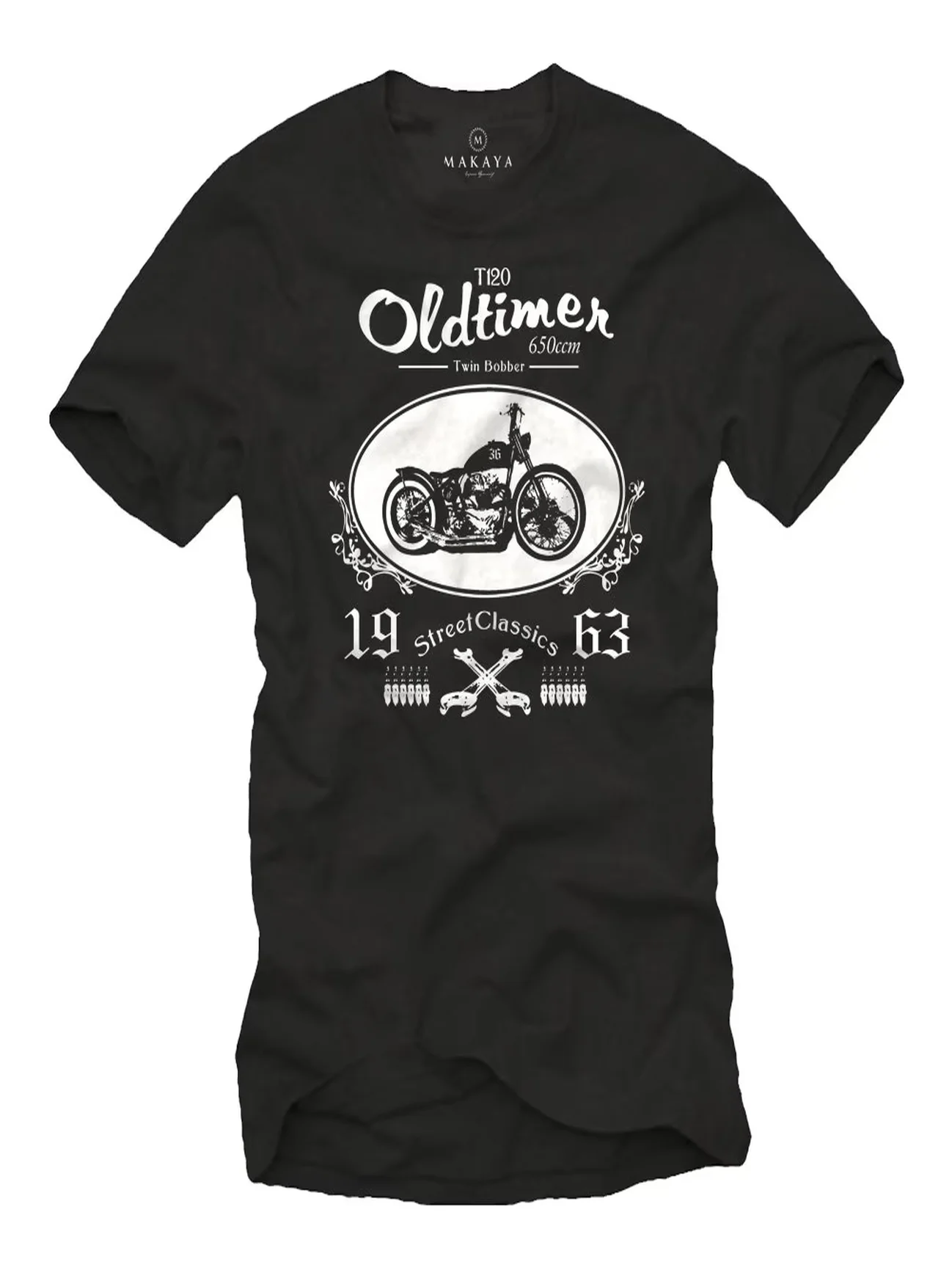 Cadeau pour lui - Chemise de motard pour homme - T-shirts de moto vintage Oldtimer noir S-xxxl