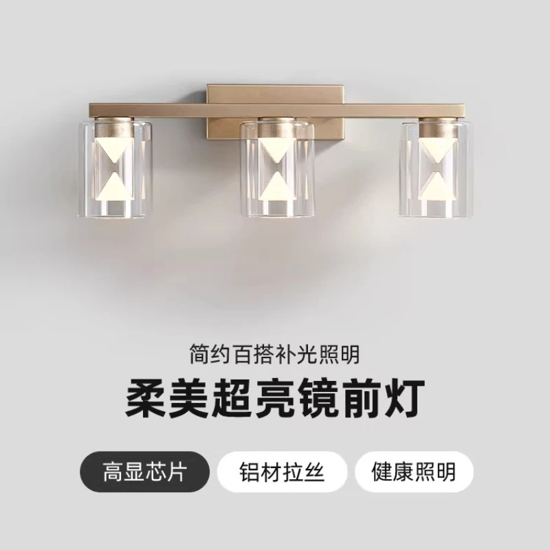 

Modern Designer Led Wall Lamp Clear Lampshade Bathroom Mirror Light 3heads Hotel Toilet Mirror Cabinet Wall Decoration Sconces