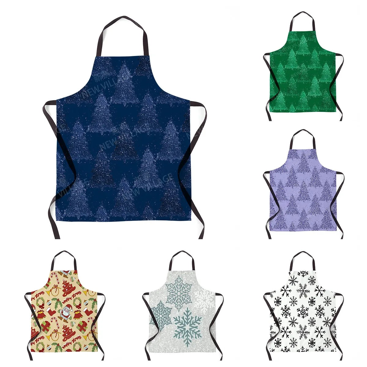 Aesthetics Women's Kitchen Apron Children's Waterproof Waitress Work Apron Original Oil Resistant Christmas Style Fashion Apron