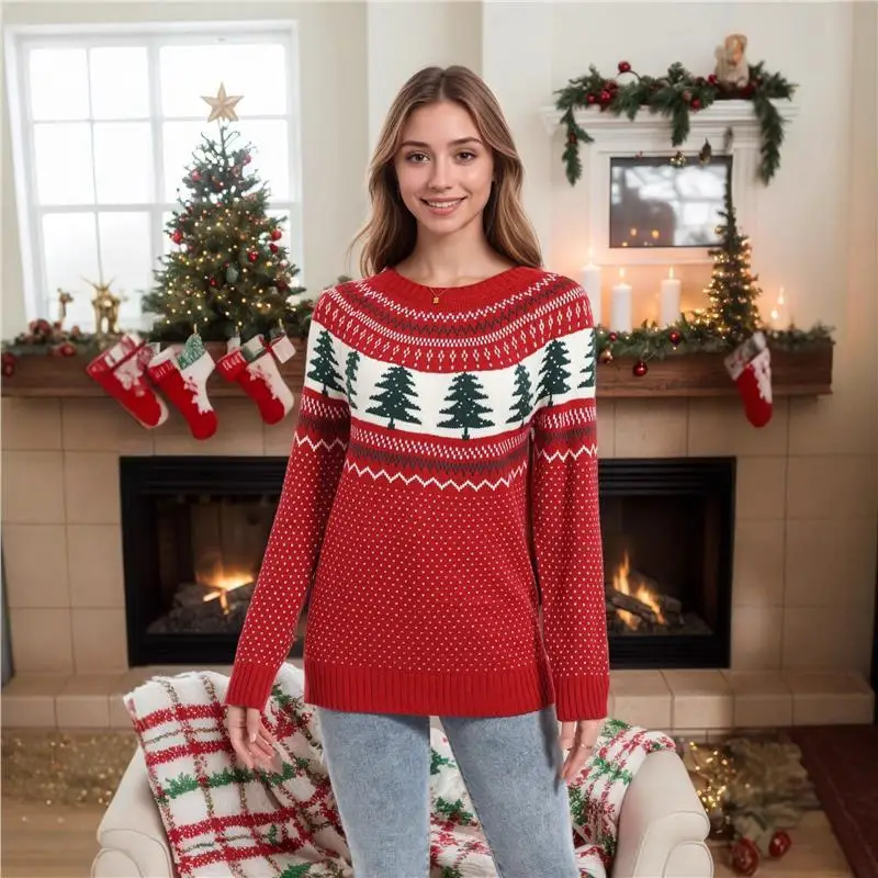 

Свободный вязаный свитер Cisas для женщин, осень-зима, новый Sle с вышивкой сосны, универсальный топ с верхом для поездок на работу