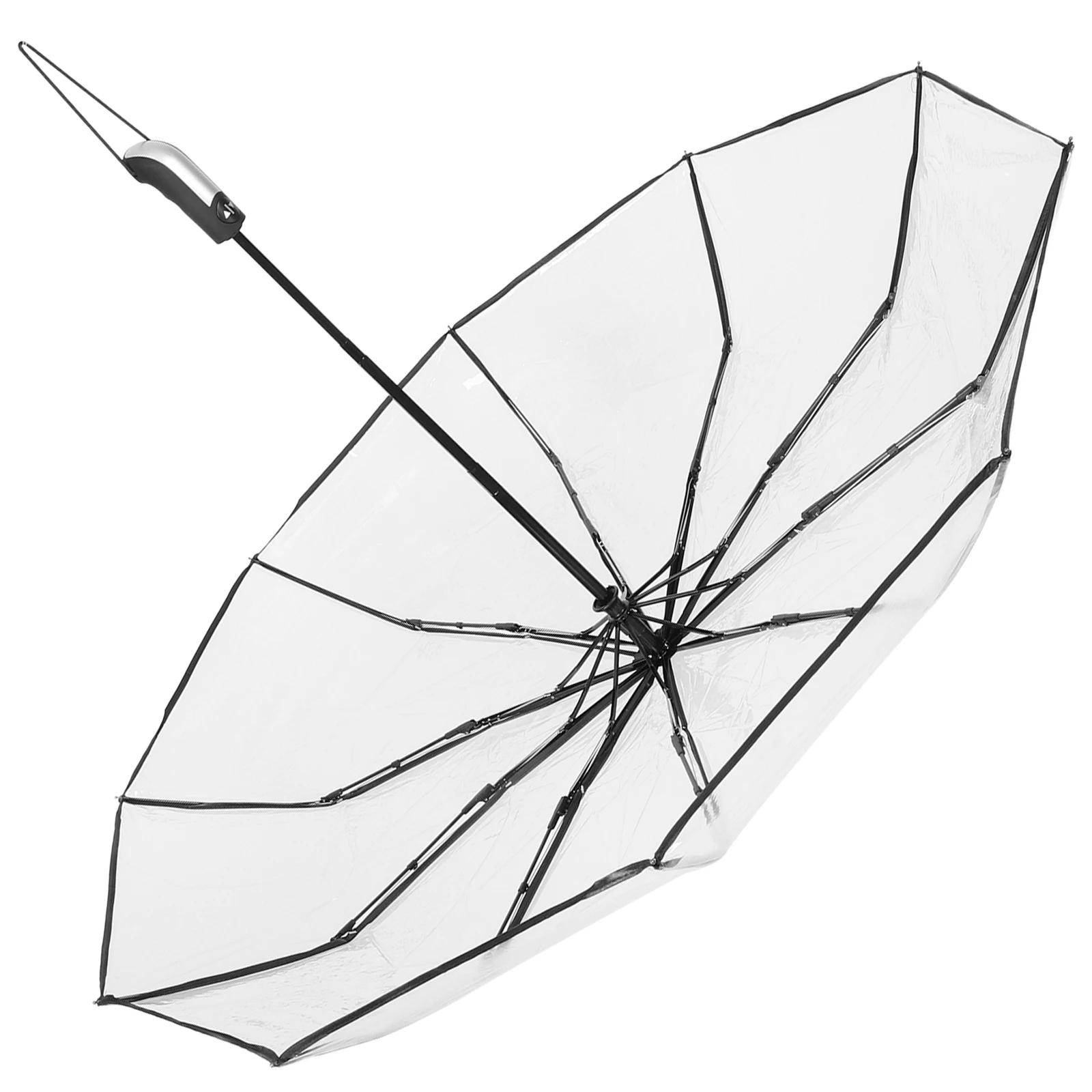 

Automatic Transparent Umbrella Black Clear Folding Portable for Travel Lightweight Compact Rain Protection