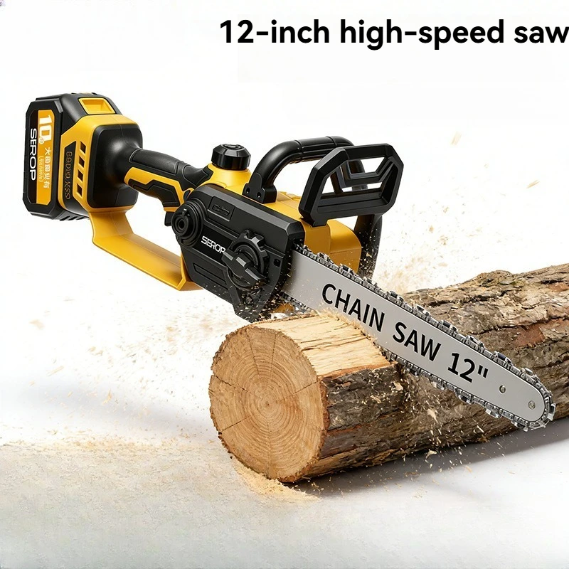 21V Brushless 12 Inch Cordless Chainsaw Bare Unit Portable Handheld Mini Chain Saw for Logging Tree Cutting and Pruning