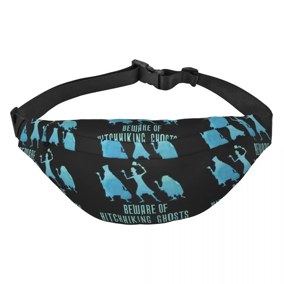 

Cool Haunted Mansion Fanny Pack for Running Women Men Halloween Hitchhiking Ghosts Sling Crossbody Waist Bag Phone Money Pouch