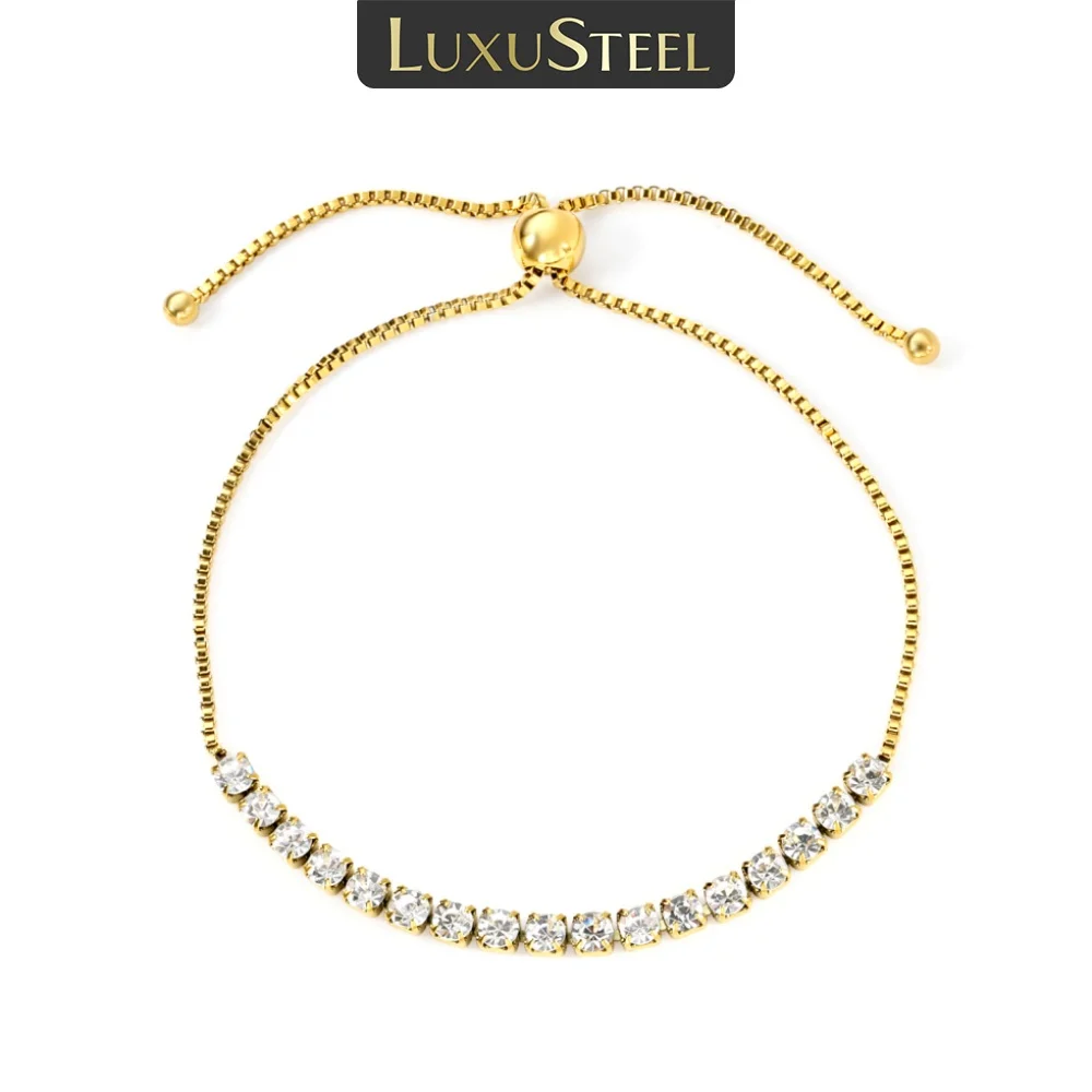 LUXUSTEEL Schlichtes Damen-Armband aus Edelstahl mit weißem Diamant, elegant für den täglichen Gebrauch, süßer und modischer Schmuck, wasserdicht