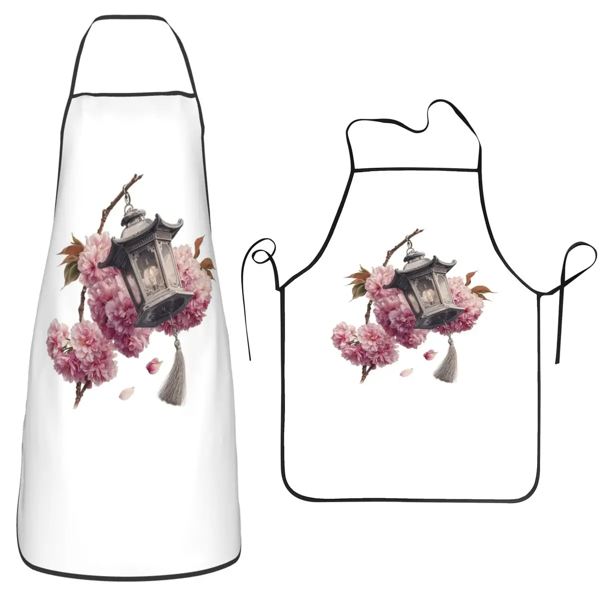 Schürzen mit chinesischen Laternen und Sakura-Kirschblüten im Aquarell-Kunstdruck, Kochschürze, ärmellose Latzschürze, Küchenreinigungsschürze