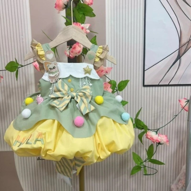 

2026 Summer New Hot Selling Cute Bow Star Patch Decorative Strap Cotton Dress for Children
