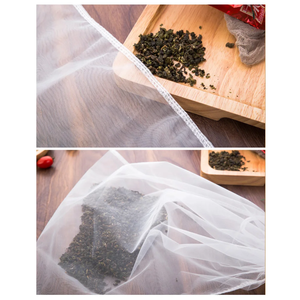 

Nylon Mesh Tea Bags Reusable Drawstring Filter 34X37Cm For Loose Leaf Tea Brewing Steeping Hops Straining Nut Milk