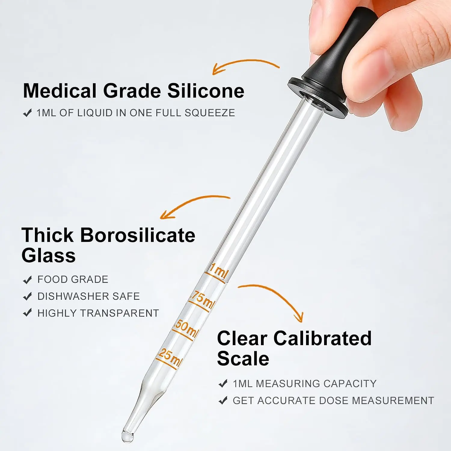 4pcs1 ml glass dropper, with scale, with long type, short type, curved type and straight type, for laboratory and essential oil - view 4