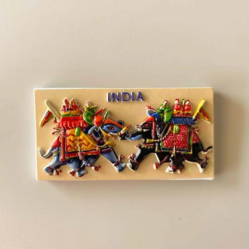 

Indian Exotic Tourist Souvenir Fridge Magnet Elephant 3D Magnetic Sticker Unique Gift Resin Decoration
