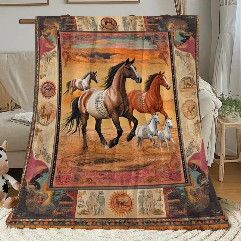 الفانيلا رمي بطانية مهيب الحصان الكولاج طباعة لينة الدافئة بطانيات وقت القيلولة كل موسم ل أريكة سرير ديكور المنزل هدية مثالية #1