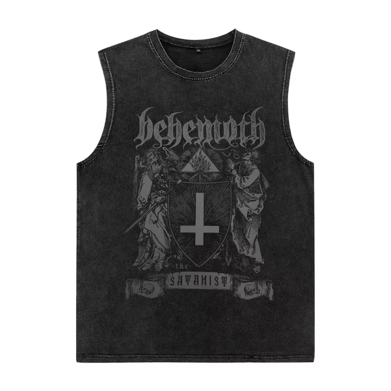2025 American vintage washed sleeveless summer T-shirts for men and women super popular 2D printed vest tops for daily use
