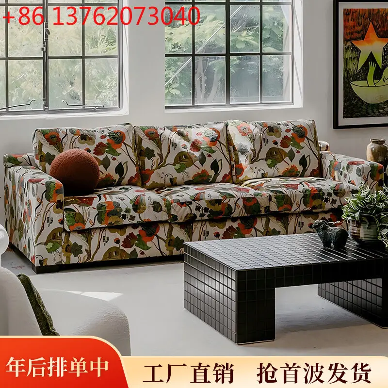 

Xx American printed fabric sofa B & B double sofa straight row retro sofa