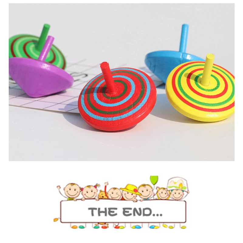 10Pcs Wooden Rainbow Spinning Top Decompression Toys High Quality Kids Birthday Party Favors Boys And Girls Fun Classic Gifts