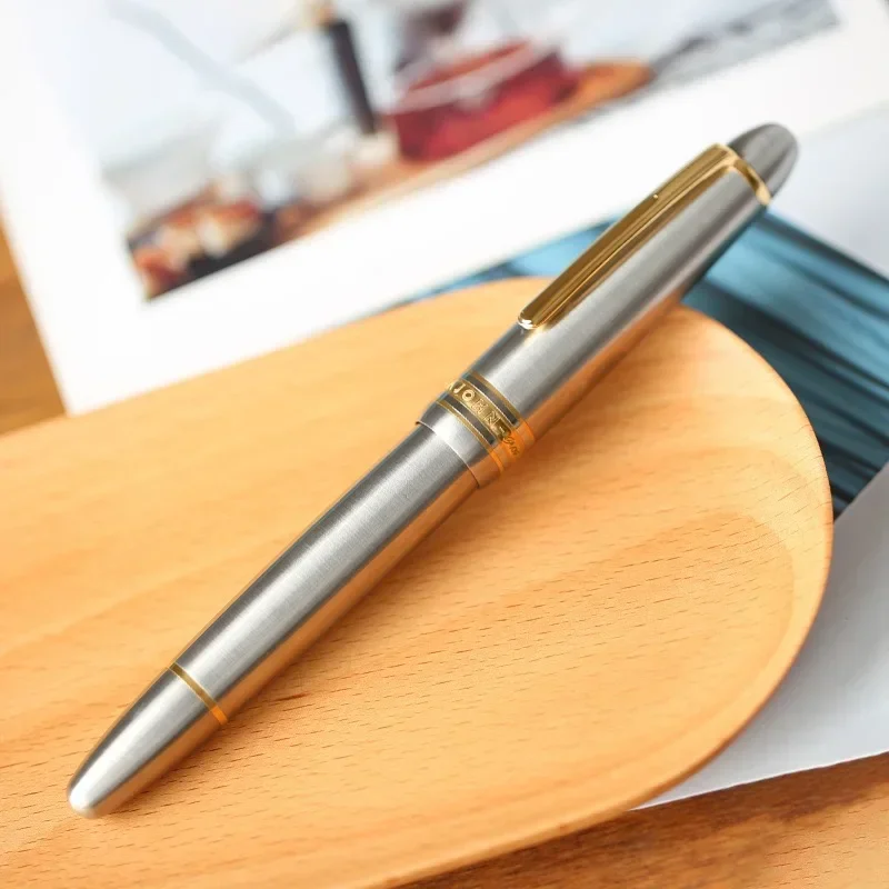 Imagem -06 - Majohn Titanium Alloy Piston Pen Anti-slip Hammered Versão Padrão ef f Fountain Pen Escrevendo Presente Metal Escovado Novo Ti136