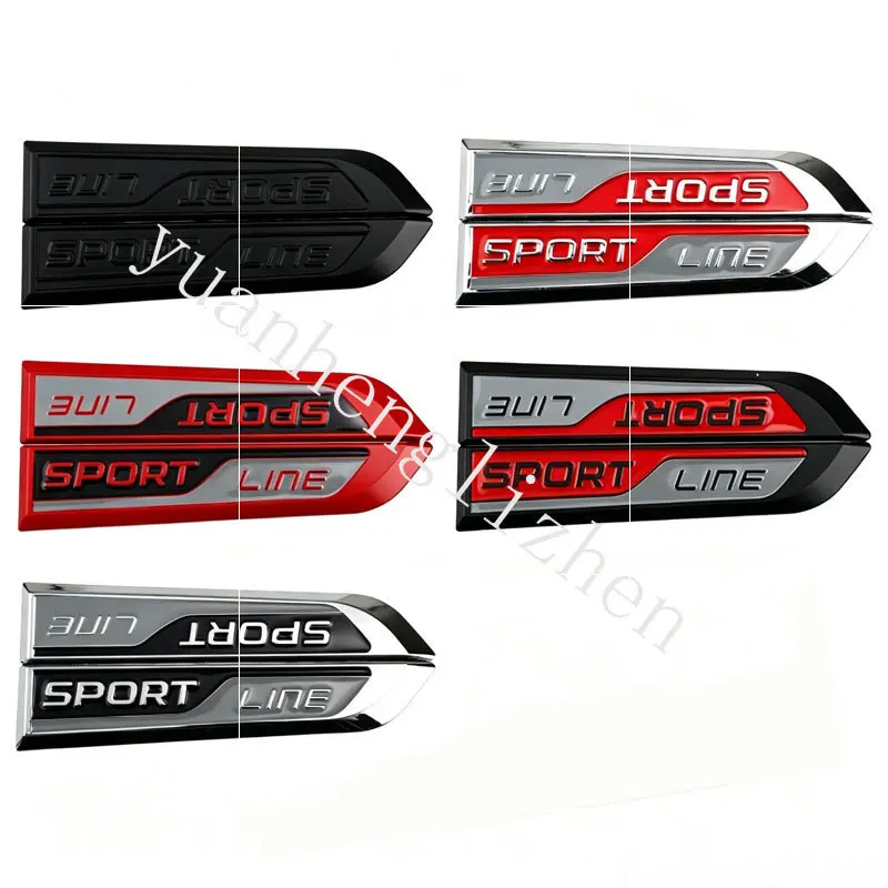 2PCS Metal Car Styling Sport Line Sticker Badge Car Body Side fender Emblem For car refit decoration decal