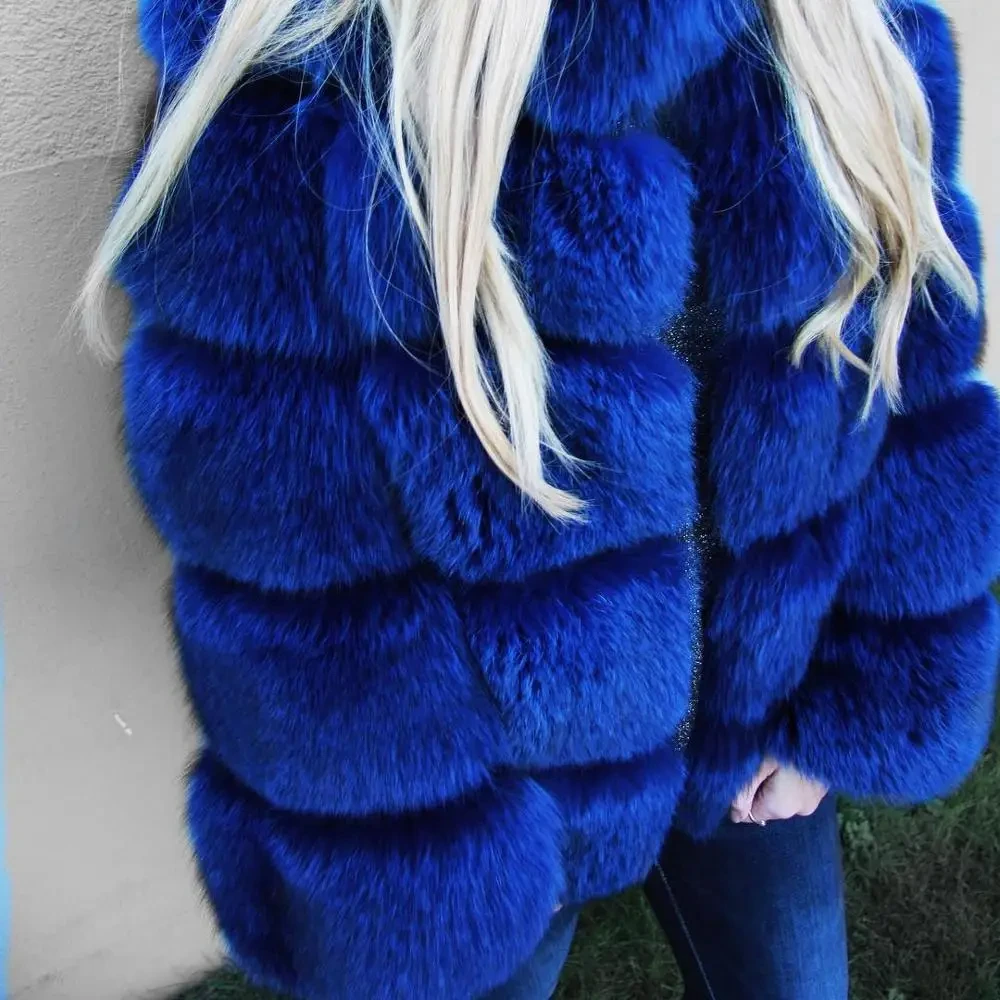 Hot Sell Faux Fur Coat Multi-Color Optional Thick Warm And Comfortable Autumn And Winter Coat Faux Fox Fur Coat Women