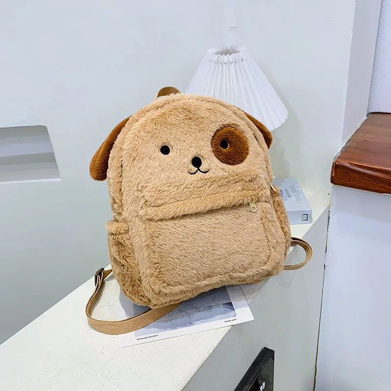 Sac à dos de dessin animé mignon en peluche pour filles, sac à livres personnalisé avec nom de broderie, son cadeau, étudiant, nouveau