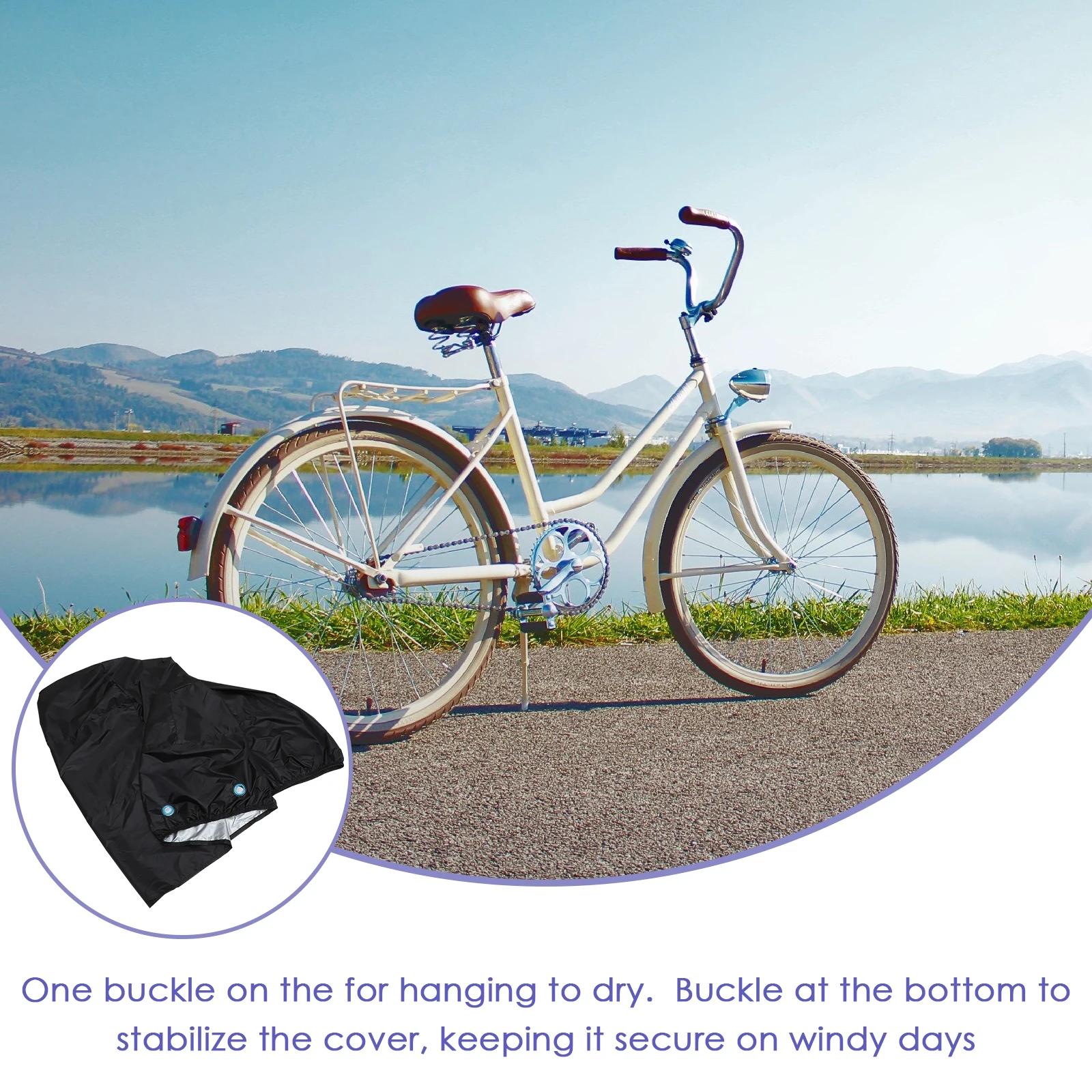 

1Pcs Outdoor Bike Cover Waterproof Uv Resistant with Lock Hole Size Xl 200x70x110cm Black Heavy Duty Secure Fit for Travel